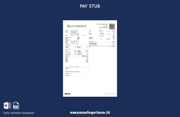 modello di busta paga Aspire Global International in stile verificato